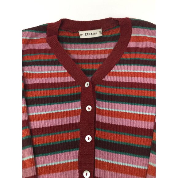 ZARA KNIT SIZE SMALL WOMENS LONG SLEEVE STRIPED SHIRT/CARDIGAN - Picture 4 of 6